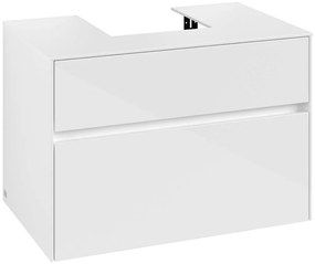 VILLEROY &amp; BOCH Collaro závesná skrinka pod umývadlo na dosku (umývadlo v strede), 2 zásuvky, 800 x 500 x 548 mm, Glossy White, C09300DH