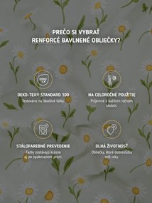 Bavlnené obliečky Renforcé - Sedmokrásky sivozelené/biele