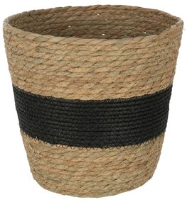 Prírodný košík z morskej trávy s čiernym pruhom Witte - Ø 25*23 cm