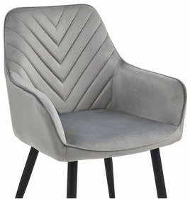 Kreslo NANA - strieborný sivý zamat / čierne nohy