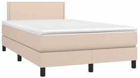 Boxspring posteľ+matrac a LED, kapučínová 120x190cm, umelá koža 3270134