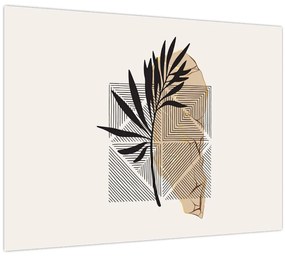 Sklenený obraz - Abstrakcia s tropickými listami N⁰1 (70x50 cm)