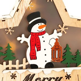 Nexos 86858 Hviezda 8 LED s motívom snehuliaka, teplá biela