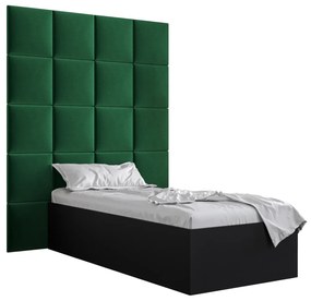 Jednolôžková posteľ s čalúneným čelom 90 cm Brittany 3 (čierna matná + zelená) (s roštom). Vlastná spoľahlivá doprava až k Vám domov. 1045973