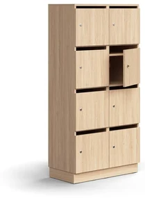 Priehradková skrinka QBUS, 8 priehradiek, so soklom, 1636x800x420 mm, dub