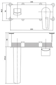 Cersanit S951-357 - Vaňová batéria na podomietkovú inštaláciu MILLE lesklý chróm