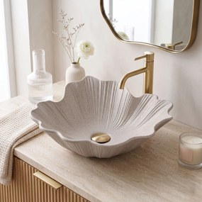 Rea Flower Beige, umývadlo na dosku, 47,5 × 40 cm, béžová matná, REA-U7888