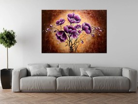 Gario Ručne maľovaný obraz Rastúce fialové kvety Rozmery: 120 x 80 cm
