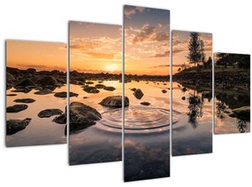 Obraz - Západ slnka pri jazere (150x105 cm)