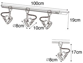 Priemyselný koľajnicový systém s 3 reflektormi 1-fázový čierny - Suplux