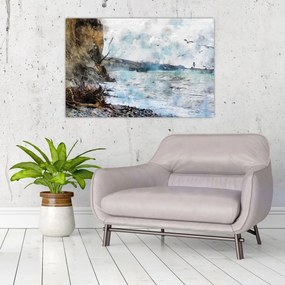 Obraz - Útes, akvarel (90x60 cm)