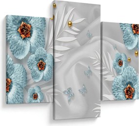 Obraz - 3D modré kvety (90x60 cm)
