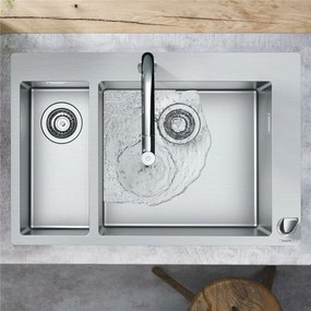 HANSGROHE S711-F655 nerezový dvojdrez, montáž na pracovnú dosku/do roviny, 755 x 500 mm, nerezová oceľ, 43309800