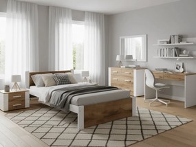 Posteľ IKAROS 90 x 200 cm, dub artisan/biela Rošt: Bez roštu, Matrac: Matrac DELUXE 10 cm