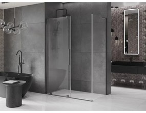 Mexen Velar, sprchový kút s posuvnými dverami 150 x 80 cm, 8mm číre sklo, brúsený grafit, 871-150-080-01-95