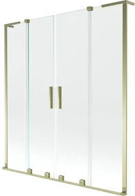 Mexen Velar L Duo, 2-krídlová posuvná vaňová zástena 150 x 150 cm, 8mm číre sklo, zlatá lesklá, 896-150-003-02-50