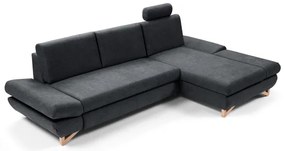 Rozkladacia rohová čalúnená sedacia súprava s úložným priestorom v tvare L AVESTA pravá antracit