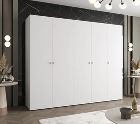 Šatníková skriňa 250 cm Parna 1 (biela + strieborná). Akcia -20%. Vlastná spoľahlivá doprava až k Vám domov. 1125891