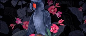 Obraz - Papagáj medzi kvetmi (120x50 cm)