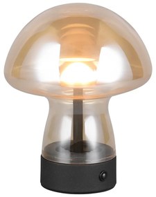 Jantárová LED stolová lampa so skleneným tienidlom (výška 18 cm) Dooley – Trio