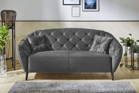 Pohovka s prešitím Leeds, šedá zamatová látka