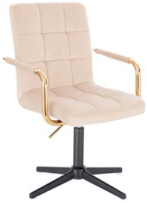 LuxuryForm DESIGN Stolička VERONA GOLD VELUR na čiernom kríži - krémová