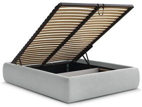 Svetlosivá čalúnená dvojlôžková posteľ s úložným priestorom/bez čela s roštom 180x200 cm Inera – Bobochic Paris