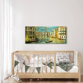 Obraz - Benátsky kanál a gondoly (120x50 cm)