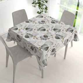 Biante Dekoračný štvorcový obrus Leona LN-173 Sivé listy na režnom 120x120 cm
