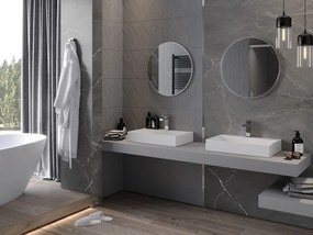 Mexen Loft okrúhle kúpeľňové zrkadlo 60 cm, rám inox - 9850-060-060-000-10