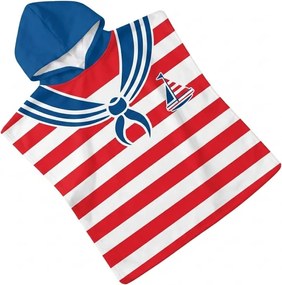 Detské pončo SAILOR bielo-červené 60x120 cm