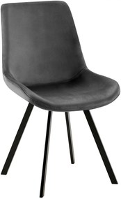 Jedálenská stolička Lewes - zamat - Tmavo sivá