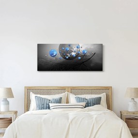 Obraz modrých abstraktných gulí (120x50 cm)