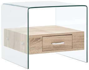 Konferenčný stolík so zásuvkou 50x50x45 cm, tvrdené sklo