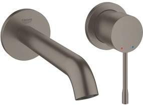 GROHE Essence 2-otvorová páková umývadlová batéria pod omietku, pre nástennú montáž, s rozetami, výtok 183 mm, kartáčovaný tmavý grafit, 19408AL1