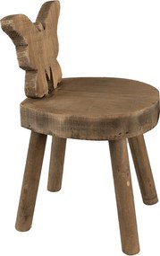 Hnedý dekoračný kvetinový drevený stolík s motýľom - 18*19*34 cm
