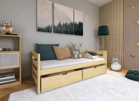 Detská posteľ z masívu borovice EGO so zásuvkami - 200x90 cm - prírodná