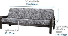 Bielastické poťahy MARMO šedé trojkreslo s drevenými rúčkami (š. 150 - 200 cm)