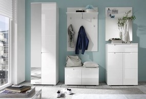 Skriňa so zrkadlom Spice, lesklá biela