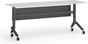 Mobilný stôl PRIMO MOVE, 180x60 cm, čierna podnož, biela
