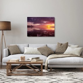 Sklenený obraz - Pláž pri západe slnka (70x50 cm)