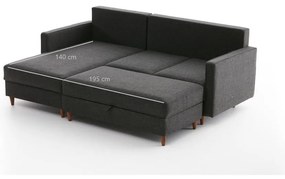 Antracitová rohová pohovka (ľavý roh) Eva – Balcab Home