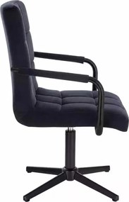 LuxuryForm DESIGN Otočná stolička VERONA BLACK VELUR na čiernom kríži - čierna