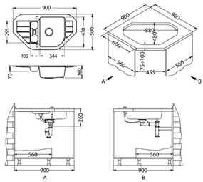 ALVEUS 1090940 - Kuchynský drez NIAGARA 90x50 cm granit/čierna
