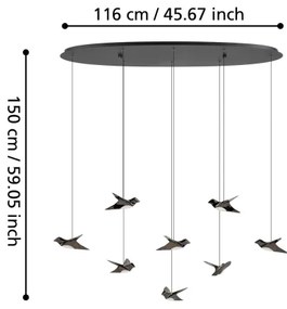 Eglo 390055 - LED Stmievateľný luster na lanku PARATEBUENO 8xLED/4,2W/230V čierna
