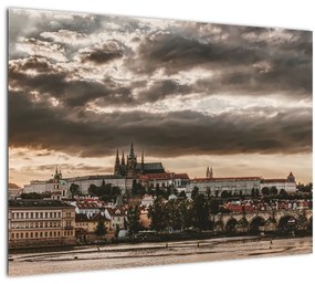 Sklenený obraz Pražského hradu za šera (70x50 cm)