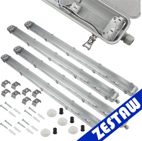 SADA 4 hermetických svietidiel Philips LED 2x128 cm trubicové svietidlo do garáže a dielne