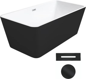 Besco Akrylátová voľne stojaca vaňa Evita BW 160x80 BESCO-Typ výpuste: Click-Clack s prepadom, čierna, BESCO-Rozmery: 160x80, BESCO-Farba: Biela/čier…