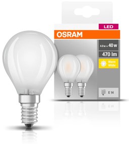 OSRAM Sada 2x LED žiarovka E14, P40, 4W, 470lm, 2700K, teplá biela