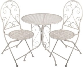 Béžový záhradný kovový Bistro set stôl a 2 stoličky - Ø 60*70 / 39*39*94 cm